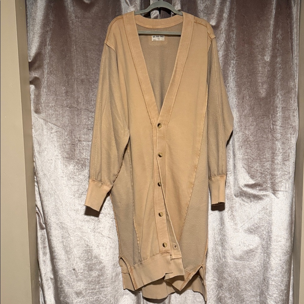 Free People We The Free Dreamy Blue Cardi Sweater Sweatshirt Cuban Sand XL